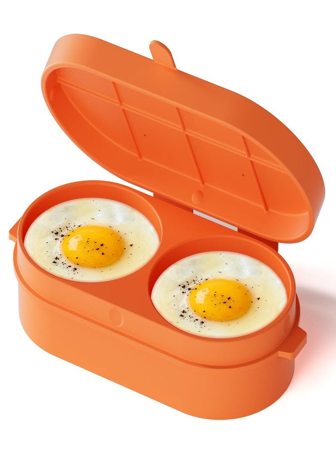 LYNG Microwave Egg Cooker, Microwave Egg Maker For Breakfast Sandwich, Silicone Double Egg Bite Molds For Scrambled Eggs Muffins, Safe for Oven Air Fryer, Dishwasher-Safe Orange - Image 1